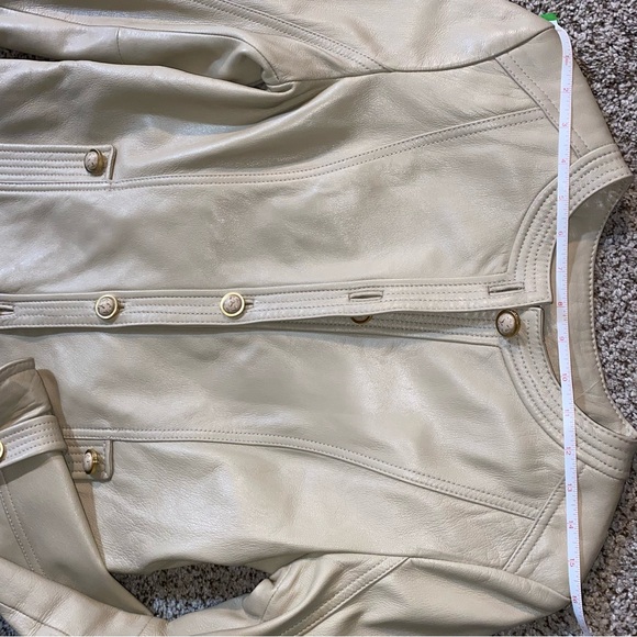 St. John Sport Leather Jacket in Tan / Cream Size Small - Picture 12 of 15